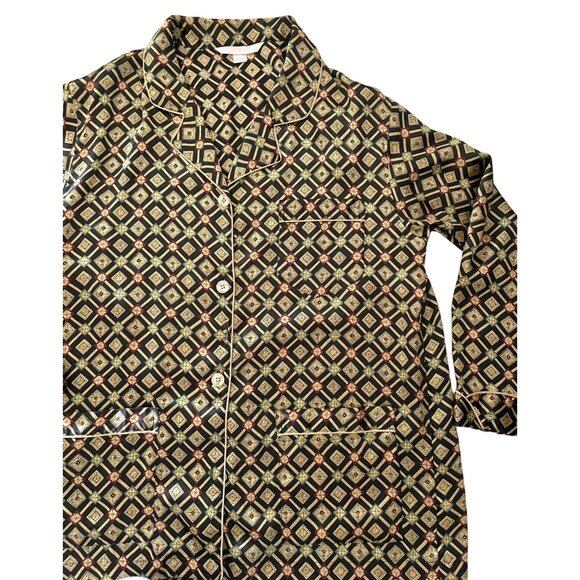 Vintage Victorias Secret Womens Satin Pajama Top Sz L Geometric Diamond Pattern - Picture 1 of 9